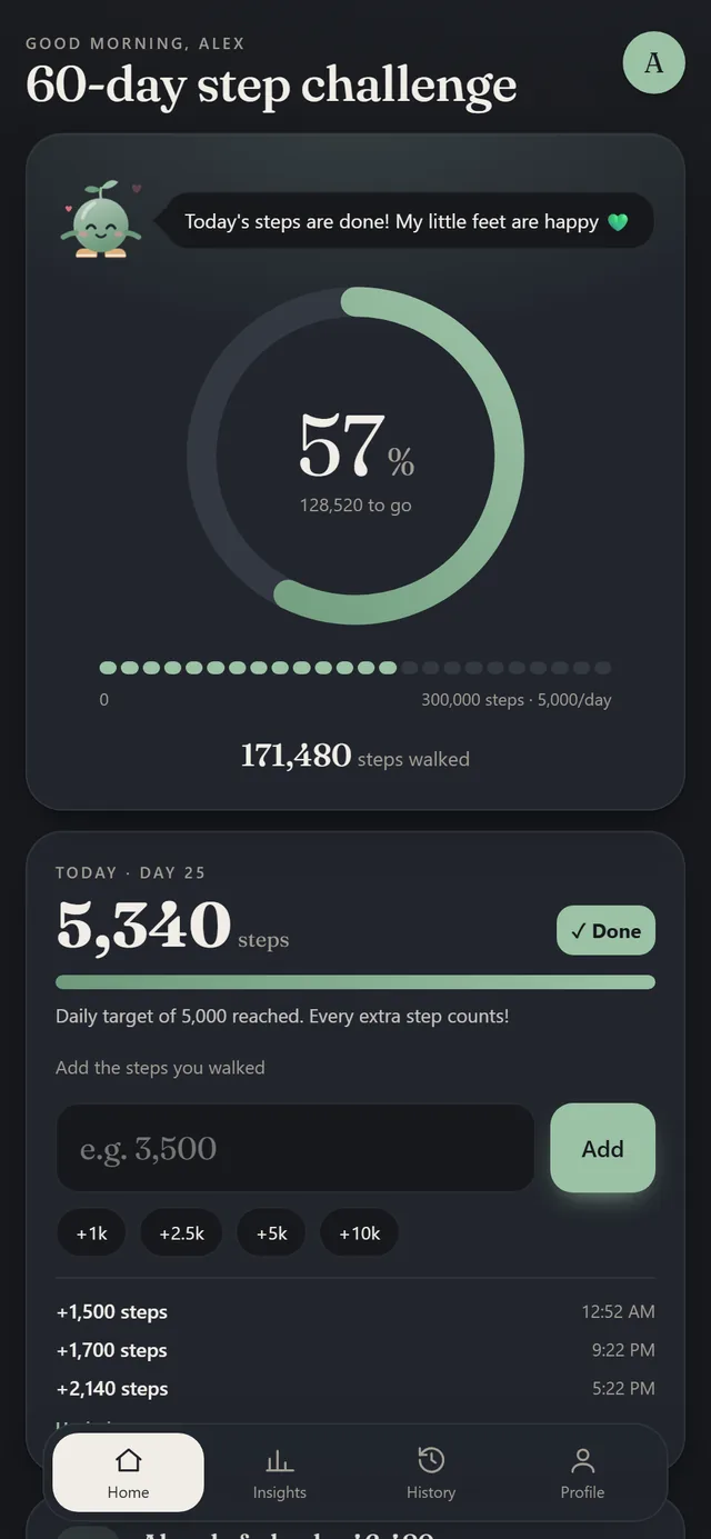 Step Tracker app on a phone