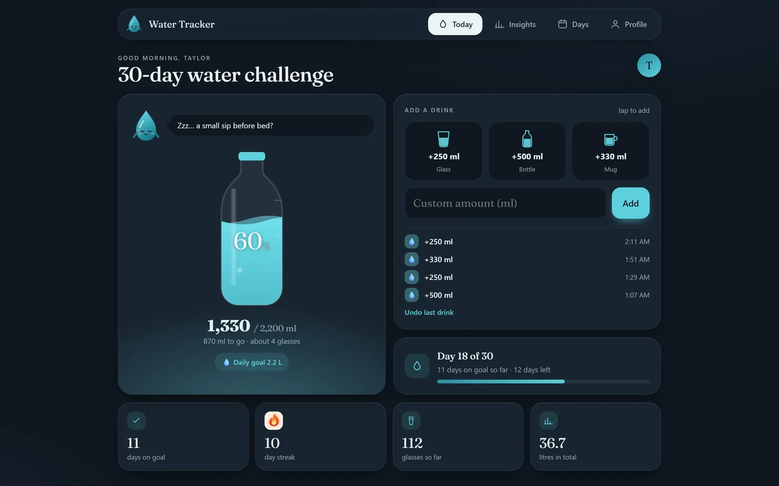 Water Tracker on a laptop